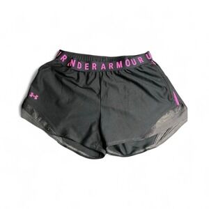 Under Armour Women's Black Pink Logo Waistband Athletic Shorts Size Medium